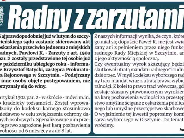Radny z prokuratorskimi zarzutami