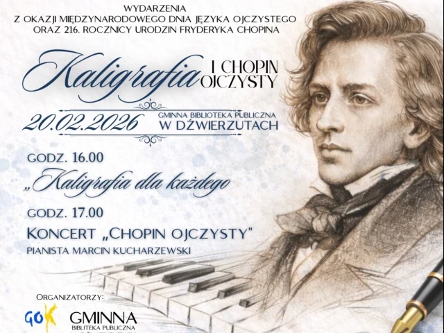 Chopin i kaligrafia w jednym miejscu. Biblioteka w Dźwierzutach zaprasza w piątek