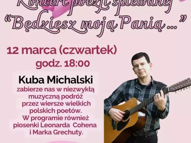 Kuba Michalski zagra w Rozogach. Poezja śpiewana w bibliotece