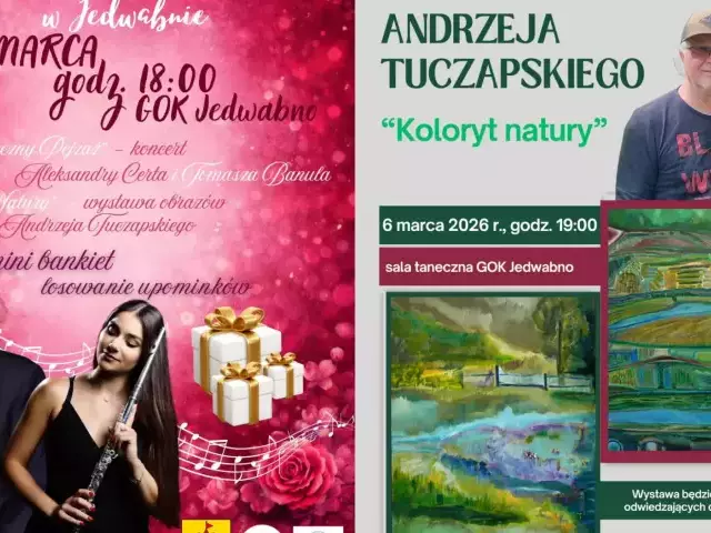 Aleksandra i Tomasz na scenie w Jedwabnie. Tuczapski odsłoni „Koloryt natury” – tak gmina będzie świętowała Dzień Kobiet