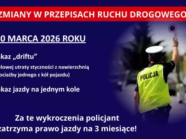Koniec driftu i jazdy na jednym kole na ulicach. Nowe przepisy już obowiązują