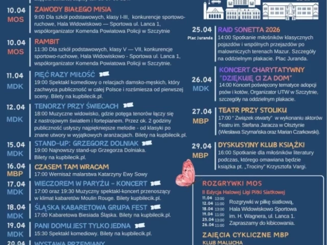 Kwiecień w Szczytnie. Sprawdź, co dzieje się w mieście i wybierz coś dla siebie