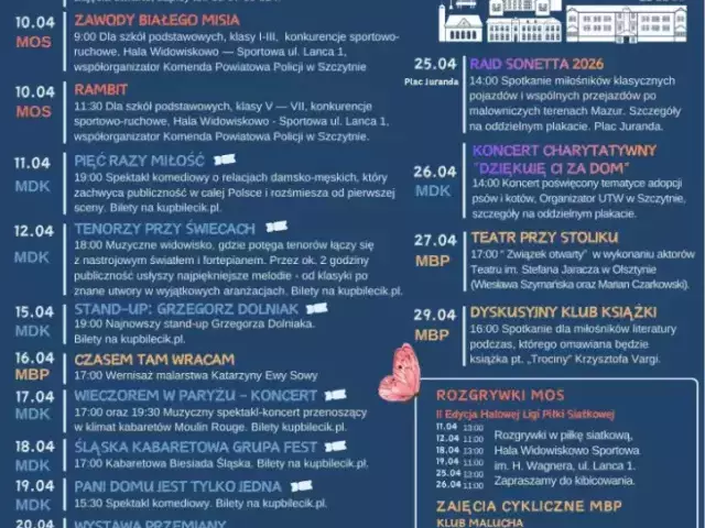 Kwiecień w Szczytnie. Sprawdź, co dzieje się w mieście i wybierz coś dla siebie