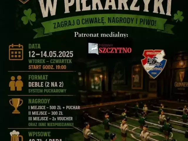 500 zł na stole i gra do ostatniej bramki. W Szczytnie rusza turniej piłkarzyków