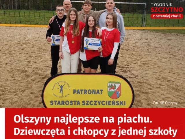 Olszyny najlepsze na piachu. Dziewczęta i chłopcy z jednej szkoły zdominowali mistrzostwa powiatu