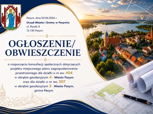 OBWIESZCZENIE BURMISTRZA MIASTA PASYM O ROZPOCZĘCIU KONSULTACJI SPOŁECZNYCH