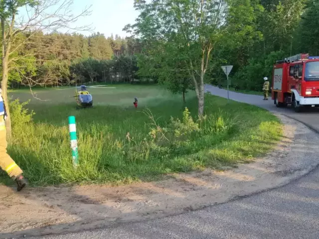 Motocyklistka ranna po wypadku. Na miejscu lądował śmigłowiec LPR