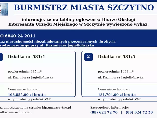 Informacja Burmistrza Miasta Szczytno