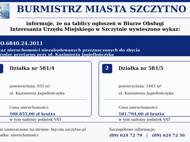 Informacja Burmistrza Miasta Szczytno