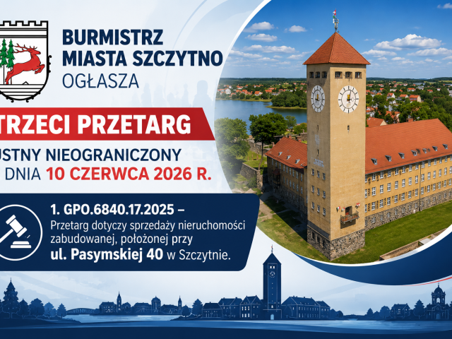 Trzeci przetarg na sprzedaż nieruchomości przy ul. Pasymskiej 40 w Szczytnie