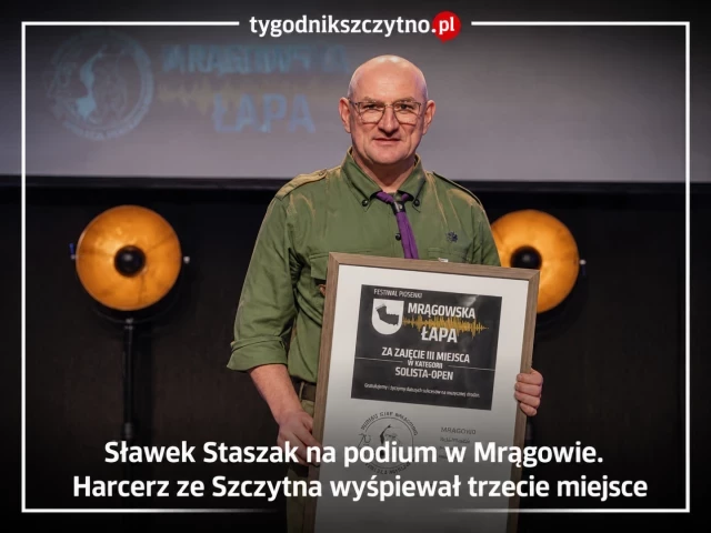 Sławek Staszak na podium w Mrągowie. Harcerz ze Szczytna wyśpiewał trzecie miejsce