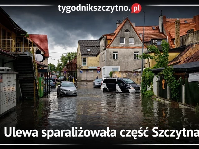 Ulewa sparaliżowała część Szczytna. Strażacy jeździli od ulicy do ulicy