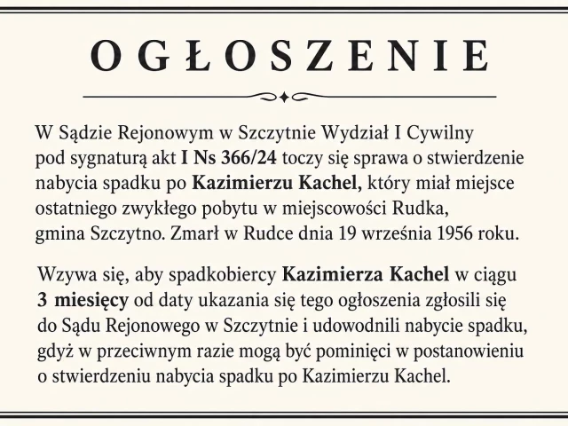 O G Ł O S Z E N I E