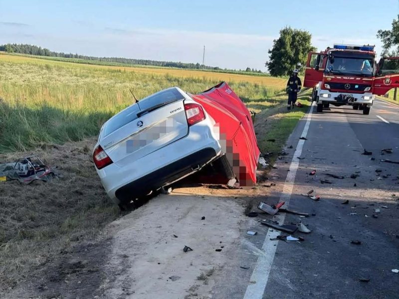 Śmiertelny wypadek pod Dźwierzutami. Kierowca skody nie miał szans